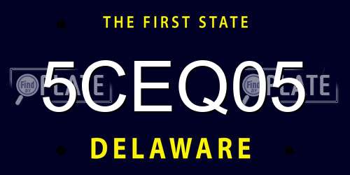 5CEQ05 Delaware License Plate