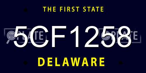 5CF1258 Delaware License Plate
