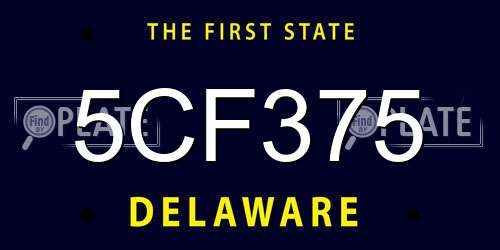 5CF375 Delaware License Plate