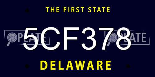 5CF378 Delaware License Plate