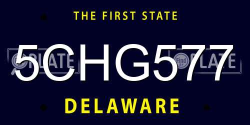 5CHG577 Delaware License Plate