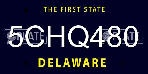 5CHQ480 Delaware License Plate
