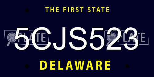 5CJS523 Delaware License Plate