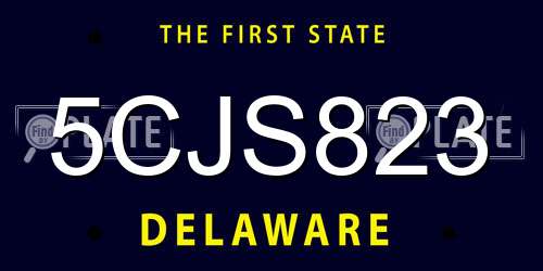 5CJS823 Delaware License Plate