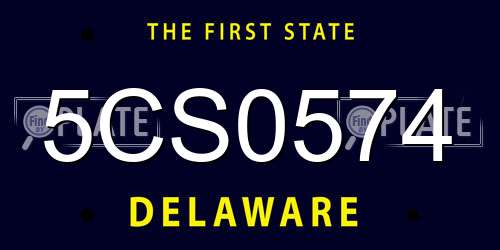 5CS0574 Delaware License Plate