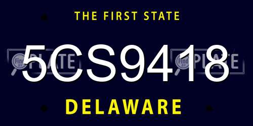 5CS9418 Delaware License Plate