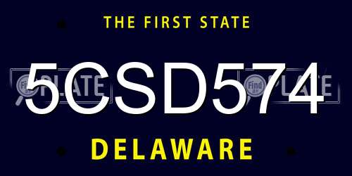 5CSD574 Delaware License Plate
