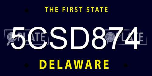 5CSD874 Delaware License Plate