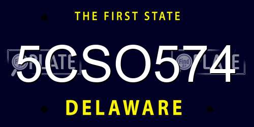 5CSO574 Delaware License Plate
