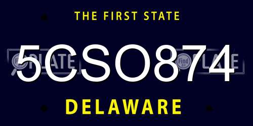 5CSO874 Delaware License Plate