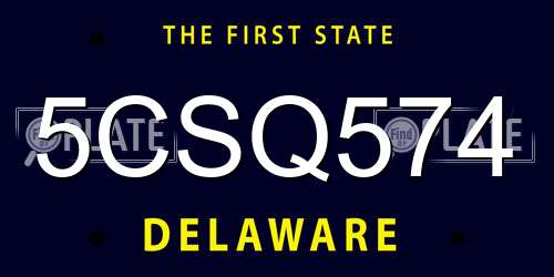 5CSQ574 Delaware License Plate