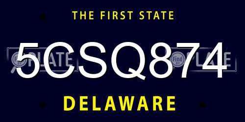 5CSQ874 Delaware License Plate