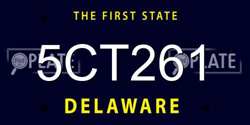 5CT261 Delaware License Plate