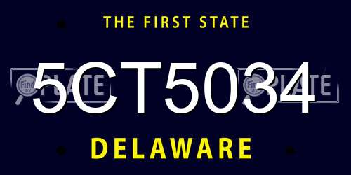 5CT5034 Delaware License Plate