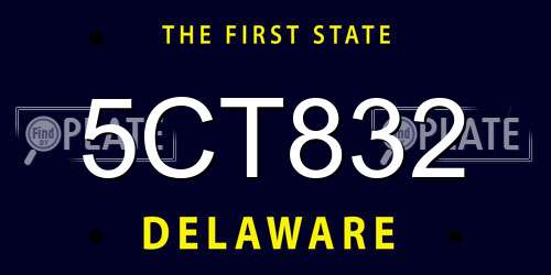 5CT832 Delaware License Plate