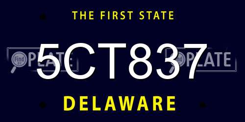 5CT837 Delaware License Plate