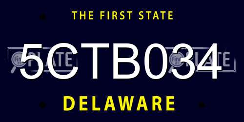 5CTB034 Delaware License Plate
