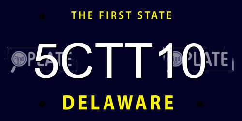 5CTT10 Delaware License Plate