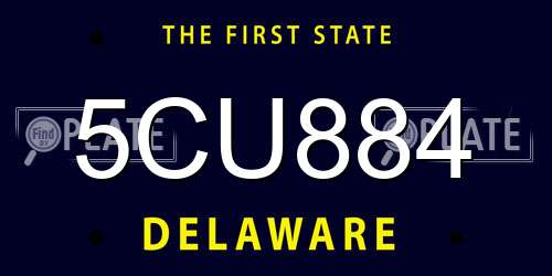 5CU884 Delaware License Plate