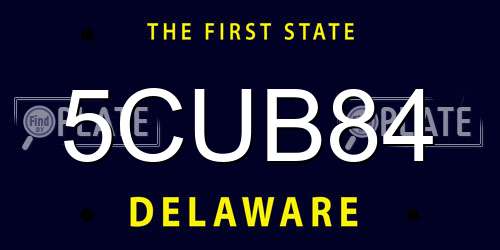 5CUB84 Delaware License Plate