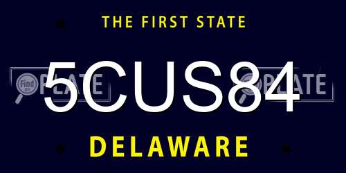 5CUS84 Delaware License Plate