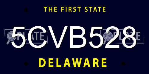 5CVB528 Delaware License Plate