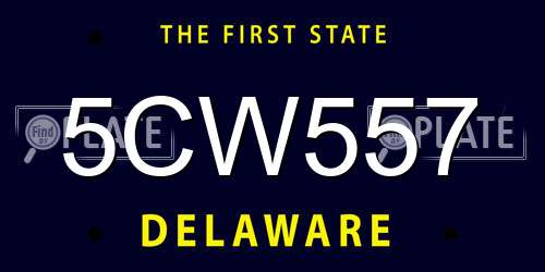 5CW557 Delaware License Plate
