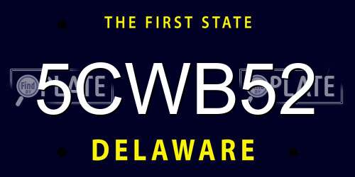 5CWB52 Delaware License Plate