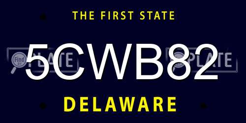 5CWB82 Delaware License Plate