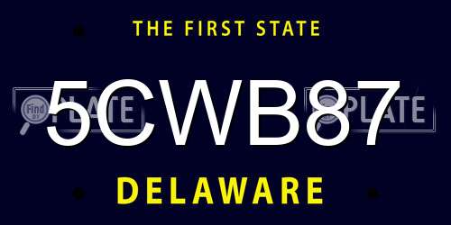 5CWB87 Delaware License Plate