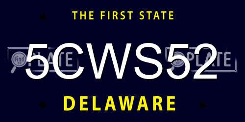 5CWS52 Delaware License Plate