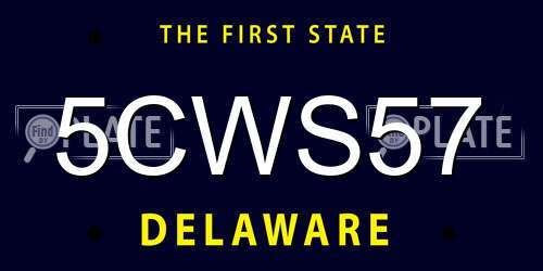 5CWS57 Delaware License Plate
