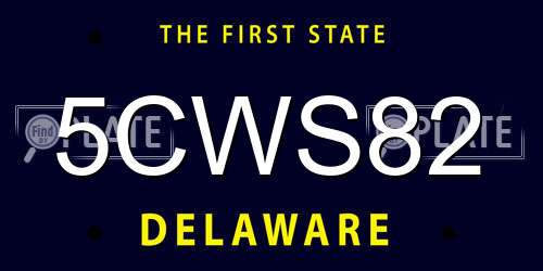 5CWS82 Delaware License Plate