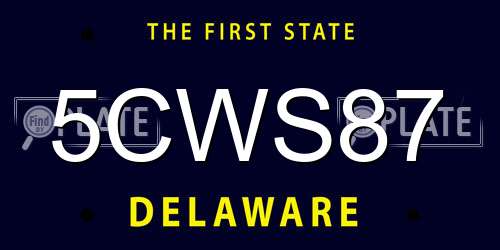 5CWS87 Delaware License Plate
