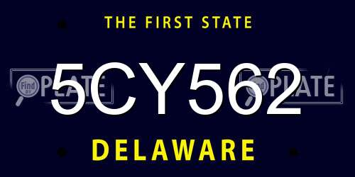 5CY562 Delaware License Plate