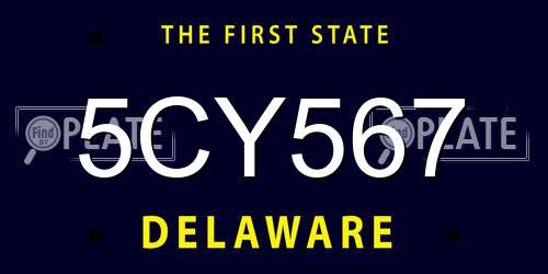 5CY567 Delaware License Plate