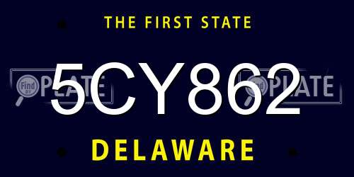 5CY862 Delaware License Plate