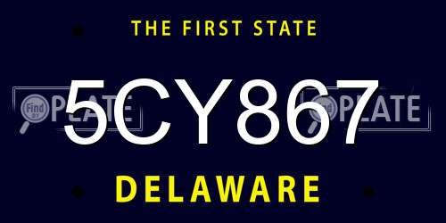 5CY867 Delaware License Plate