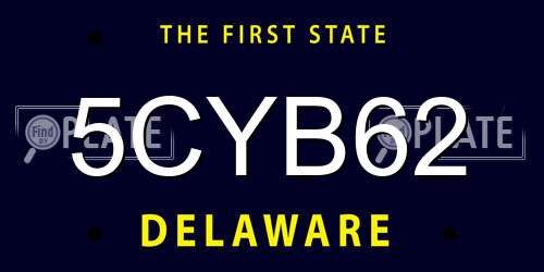5CYB62 Delaware License Plate