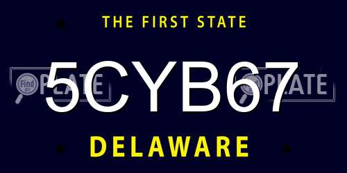 5CYB67 Delaware License Plate