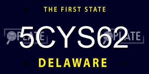 5CYS62 Delaware License Plate