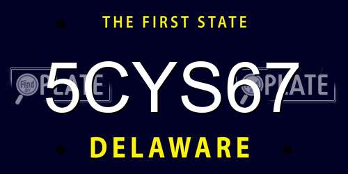 5CYS67 Delaware License Plate