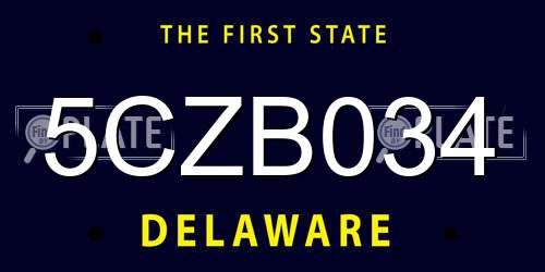 5CZB034 Delaware License Plate