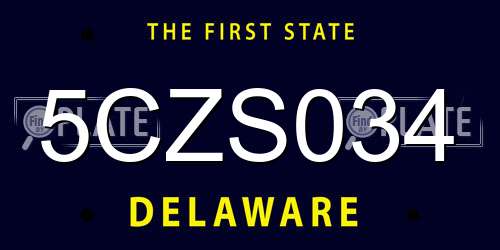 5CZS034 Delaware License Plate