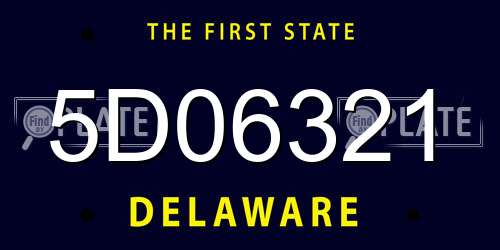 5D06321 Delaware License Plate