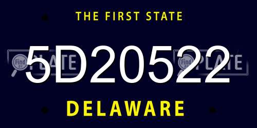 5D20522 Delaware License Plate