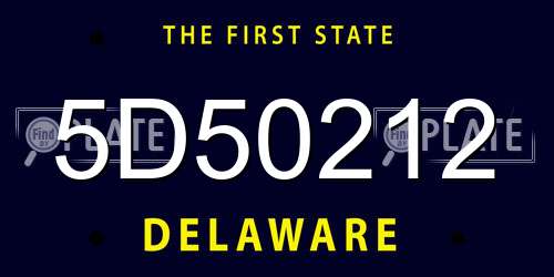 5D50212 Delaware License Plate