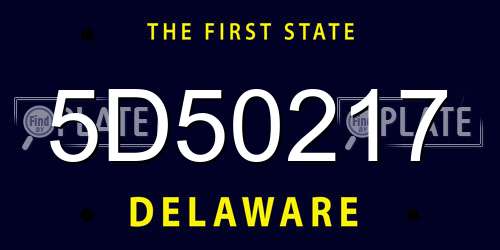 5D50217 Delaware License Plate