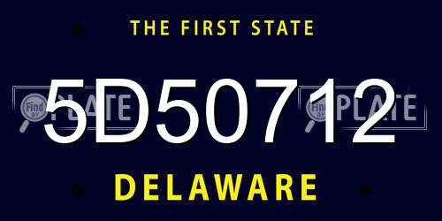 5D50712 Delaware License Plate