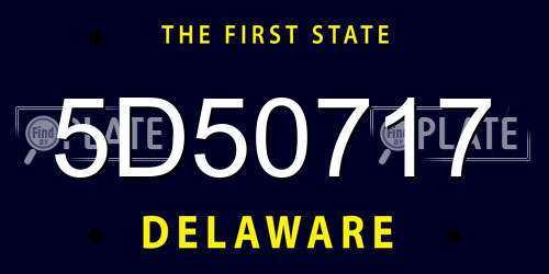 5D50717 Delaware License Plate